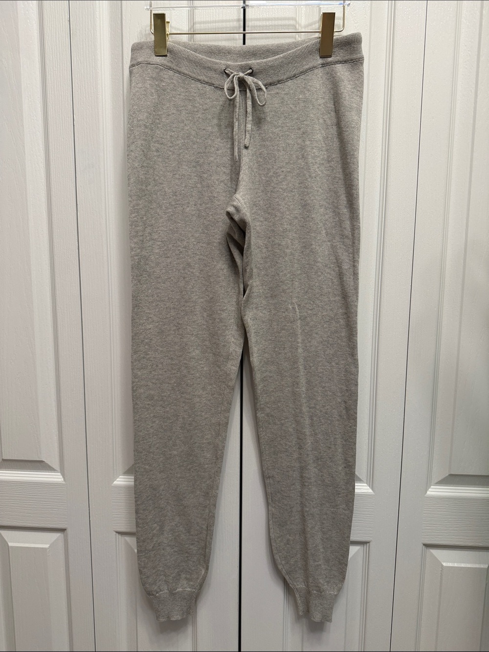 Moda International Cashmere Blend Heather Gray Knit Jogger Pants Size M